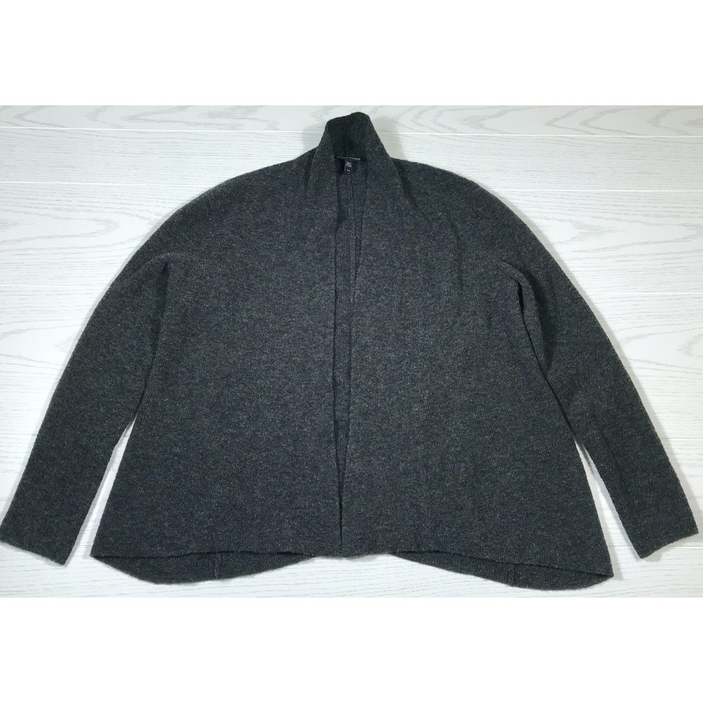 Eileen Fisher Cashmere Cardigan Sweater Women Small Grey Open Front Lightweight